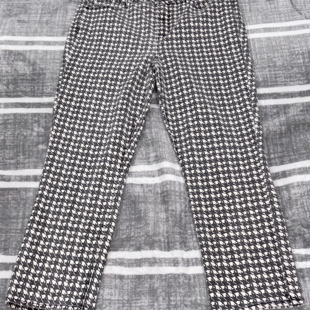 PAIGE Grey and White Houndstooth Women's Straight Leg Jeans - Picture 3 of 10